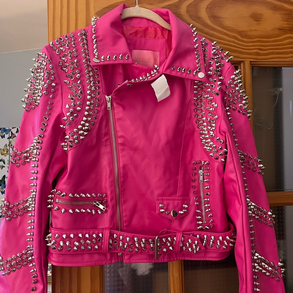 Azalea Wang NWT Studded Leather Jacket M - Picture 3 of 4